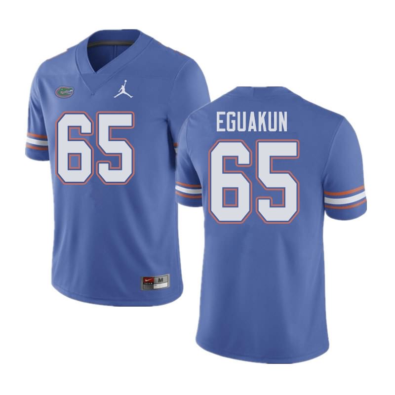 Men's NCAA Florida Gators Kingsley Eguakun #65 Stitched Authentic Jordan Brand Blue College Football Jersey ARX6765IT